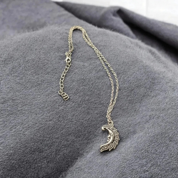 Crescent Moon Bohemian Silver Plated Necklace - Picture 2 of 2